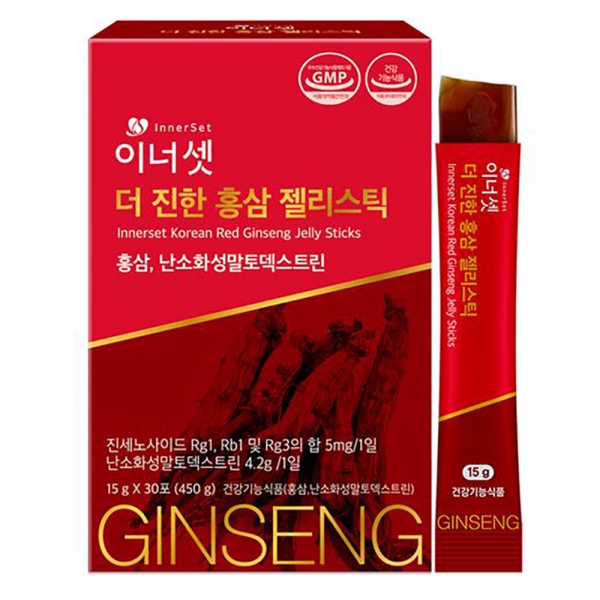 Combo 2 Thạch nhân sâm Hàn Quốc Innerset Korean Ginseng Jelly Sticks (30 gói)