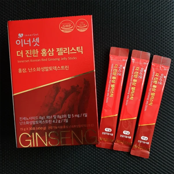 Combo 2 Thạch nhân sâm Hàn Quốc Innerset Korean Ginseng Jelly Sticks (30 gói)