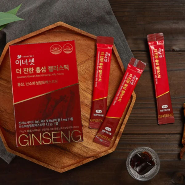 Combo 2 Thạch nhân sâm Hàn Quốc Innerset Korean Ginseng Jelly Sticks (30 gói)