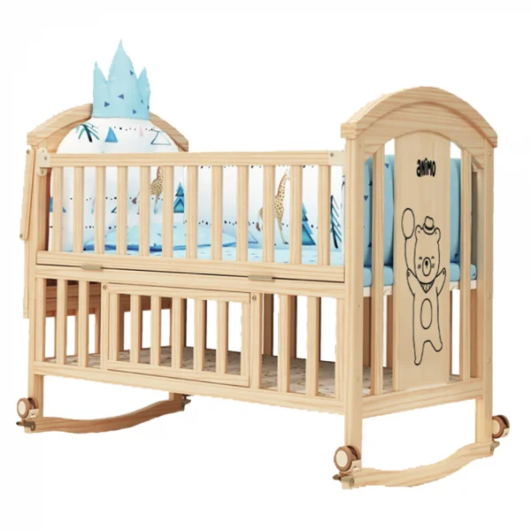 Nôi cũi gỗ bập bênh 6 trong 1 Animo WBBX1