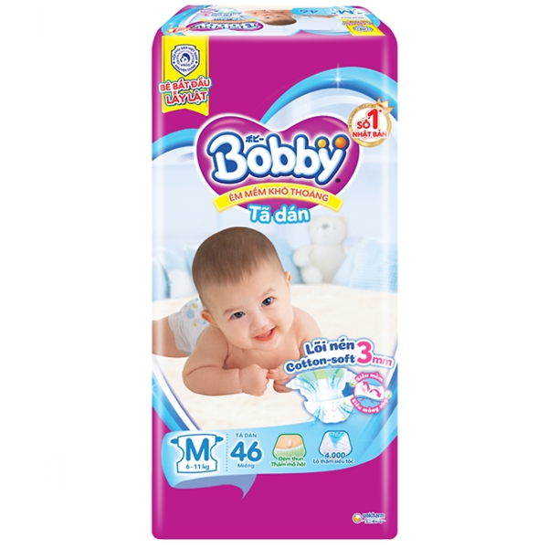 Tã dán Bobby Fresh Siêu thấm - Khô thoáng  M46