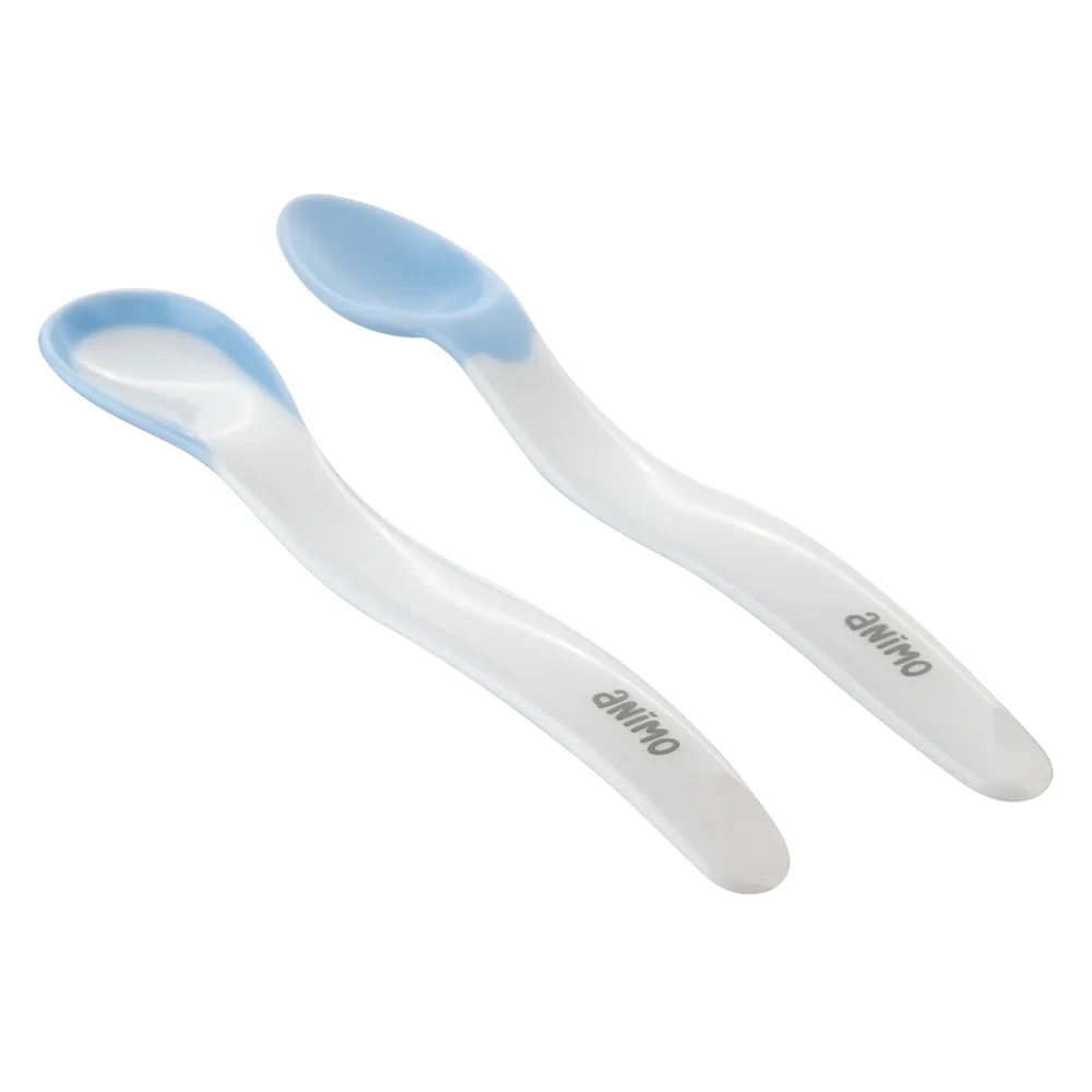 Vỉ 2 muỗng cảm biến nhiệt cho bé ăn dặm Amino (xanh, RK3719)