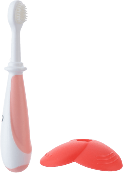 Bàn chải silicone kèm nắp chặn an toàn cho bé Animo (hồng, RKX4025)