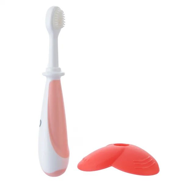 Bàn chải silicone kèm nắp chặn an toàn cho bé Animo (hồng, RKX4025)
