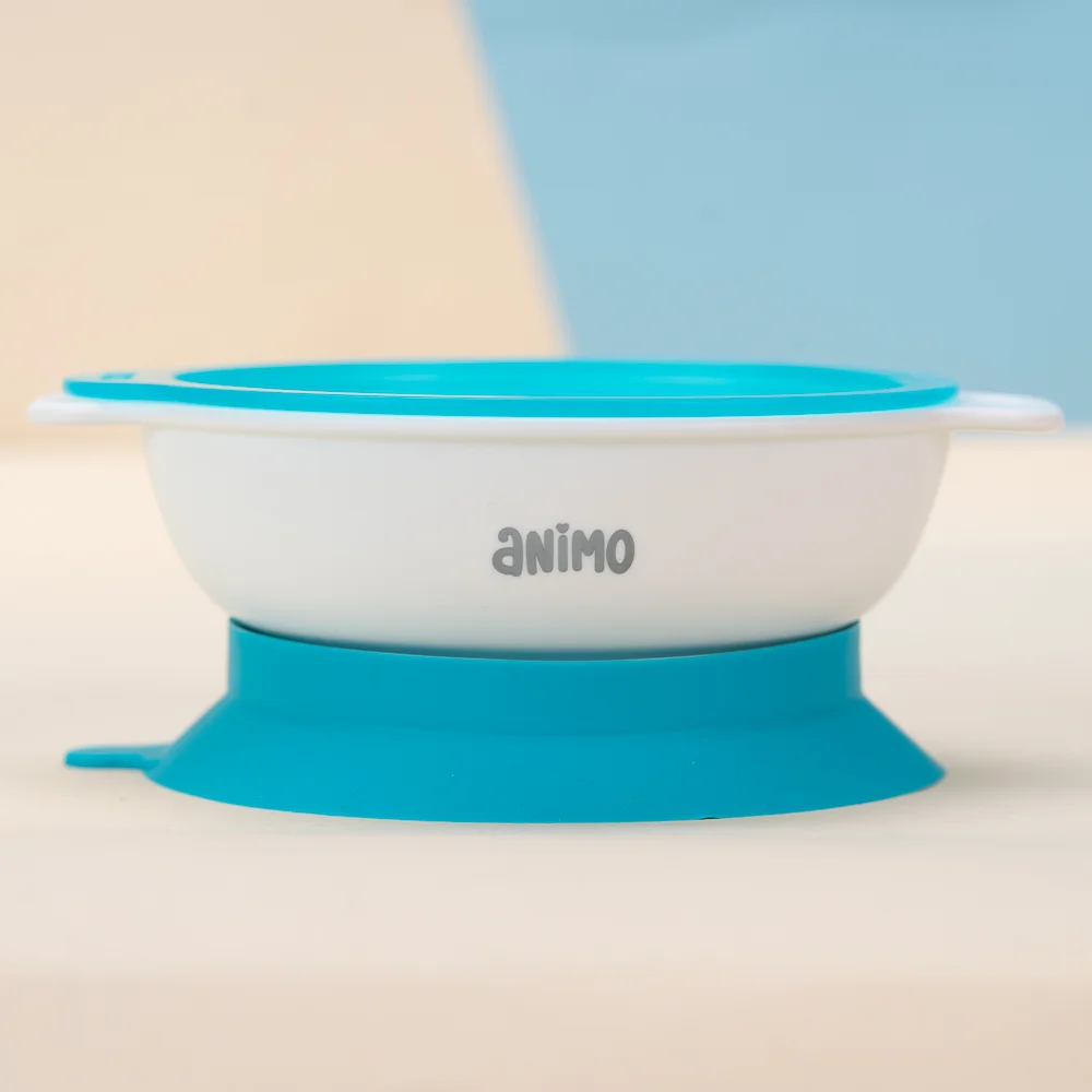 Bát ăn dặm chống trượt kèm nắp Animo (250ml, RKC1008, xanh)