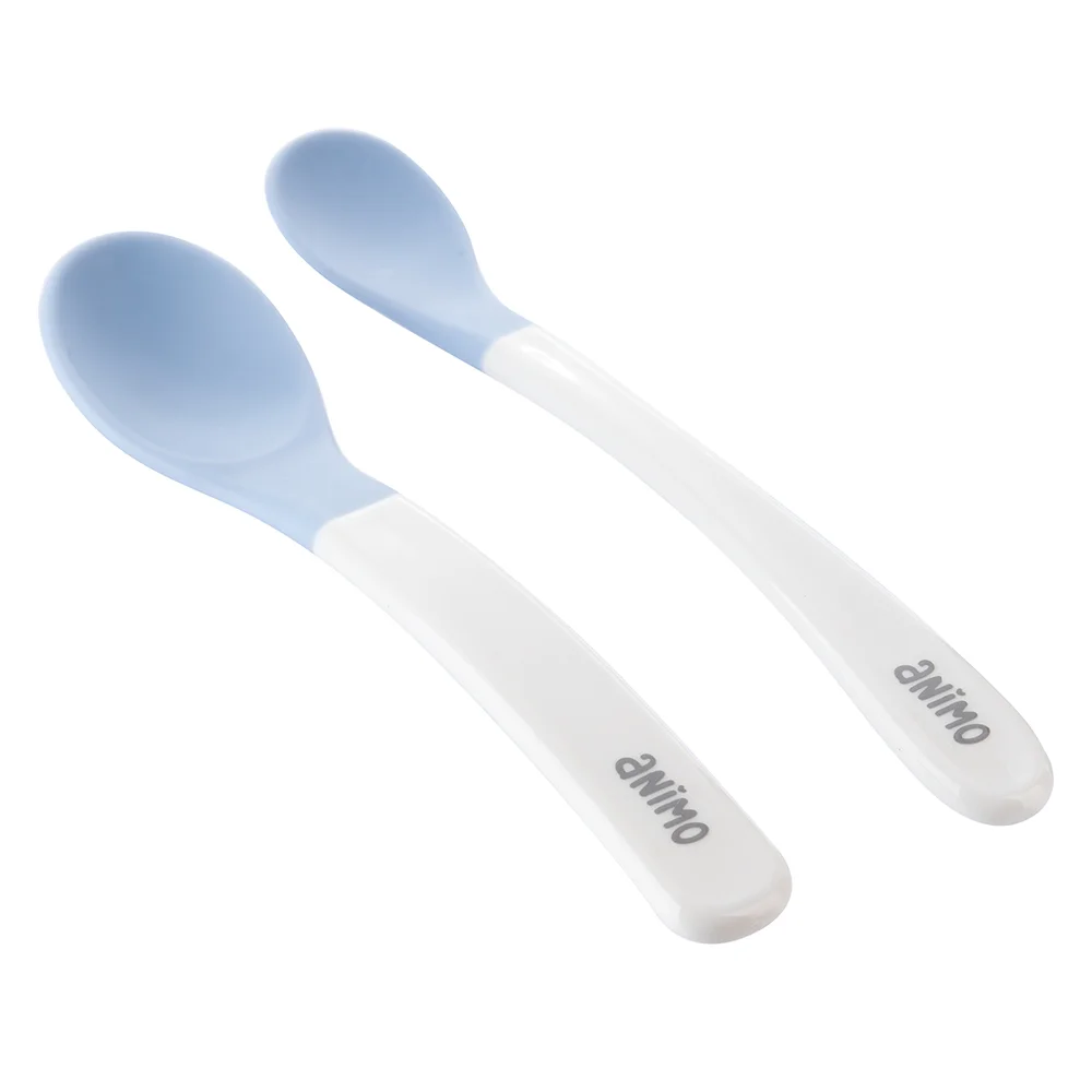 Vỉ 2 muỗng đầu mềm cho bé Animo (xanh, RK3704)