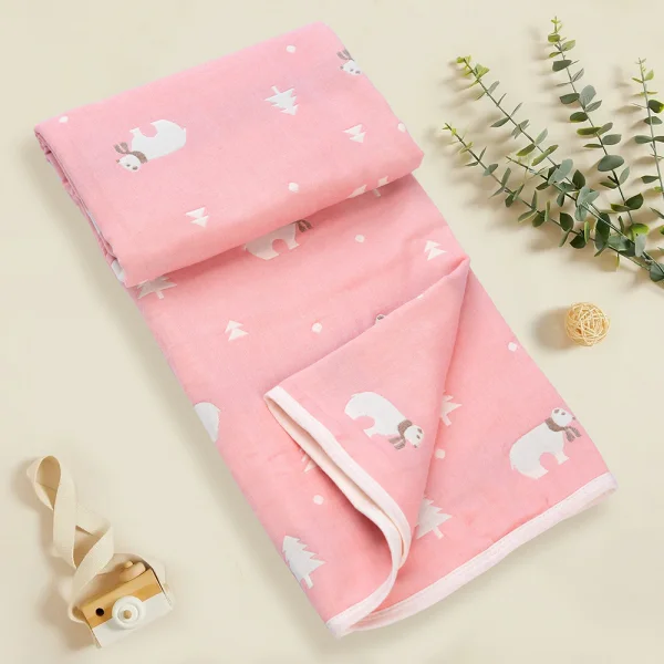 Chăn xô Cotton 6 lớp cho bé Animo B2204_MN001 (110*110cm, Hồng)