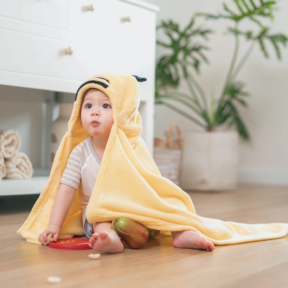 Khăn choàng ủ tắm hình con ong Animo B2207_NK006 (75x100 cm, Vàng)