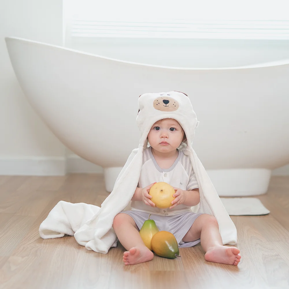 Khăn choàng ủ tắm hình con chó Animo B2207_NK004 (75x100 cm, Kem)