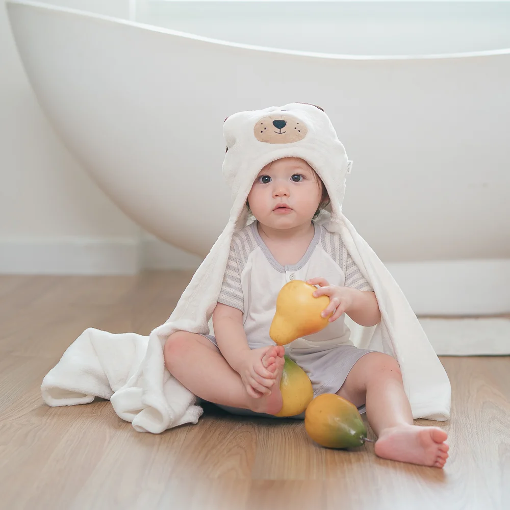 Khăn choàng ủ tắm hình con chó Animo B2207_NK004 (75x100 cm, Kem)