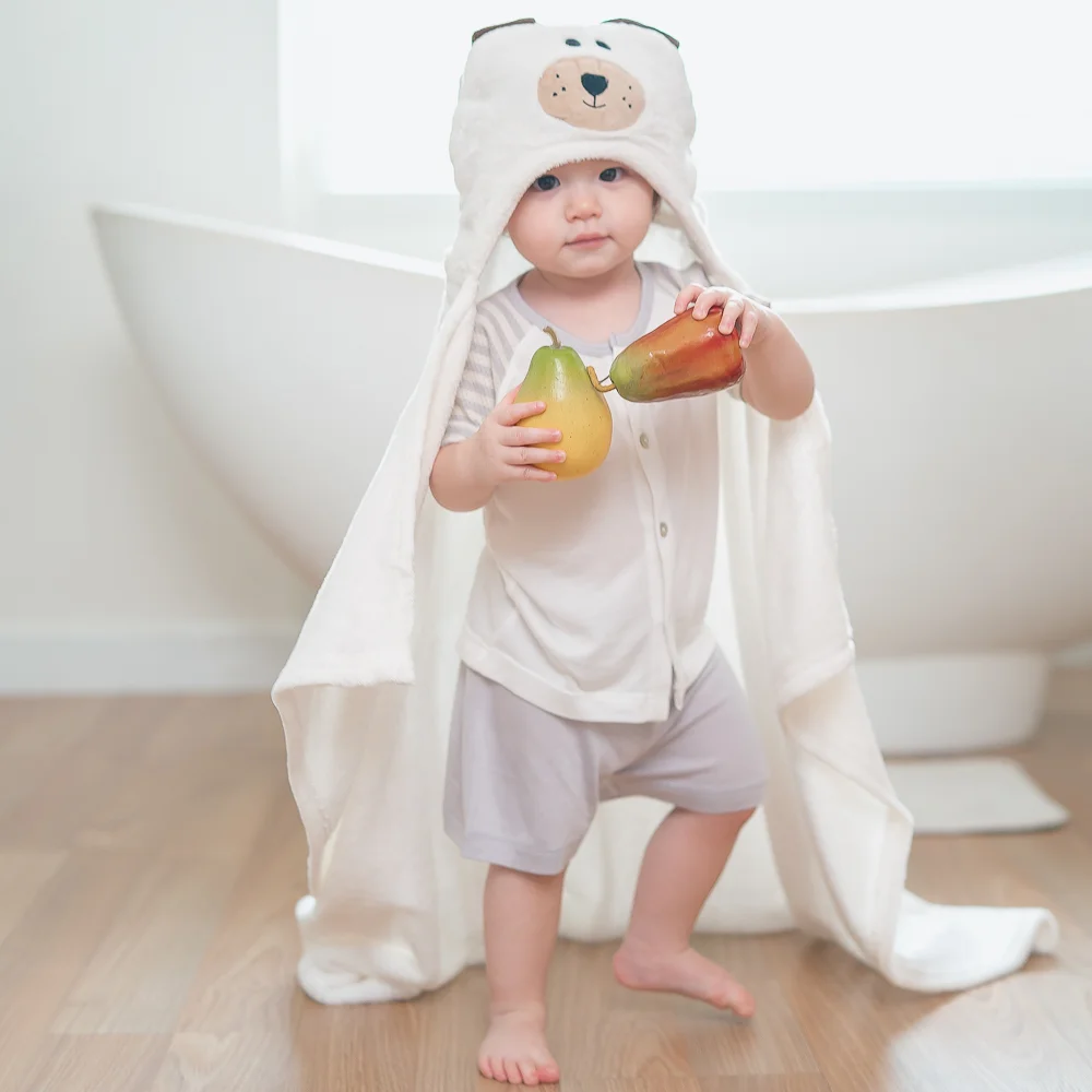 Khăn choàng ủ tắm hình con chó Animo B2207_NK004 (75x100 cm, Kem)