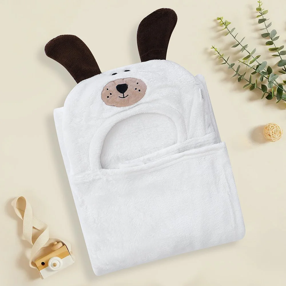 Khăn choàng ủ tắm hình con chó Animo B2207_NK004 (75x100 cm, Kem)