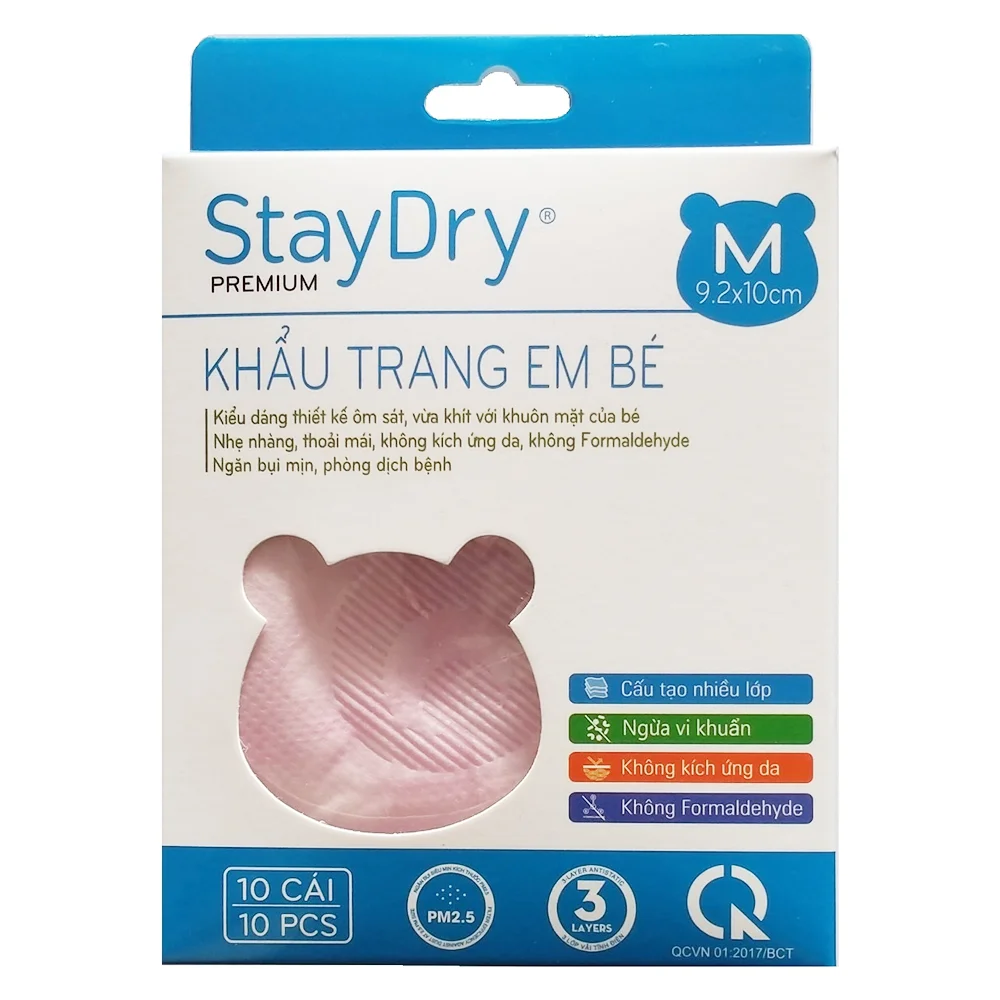 Khẩu trang trẻ em StayDry Size M - Hồng