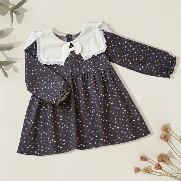 Đầm vải bé gái Animo TX722004 (6M - 6Y, Xanh đen)