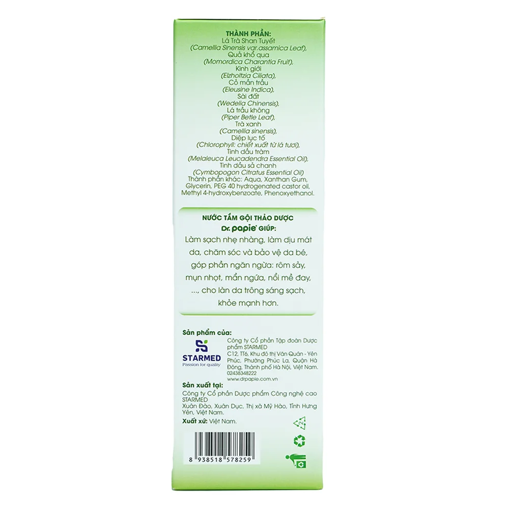 Nước tắm gội thảo dược Dr.Papie 230ml