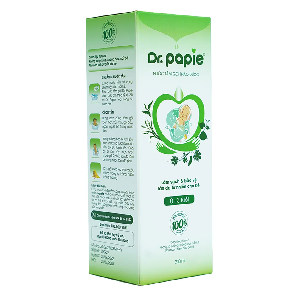 Nước tắm gội thảo dược Dr.Papie 230ml