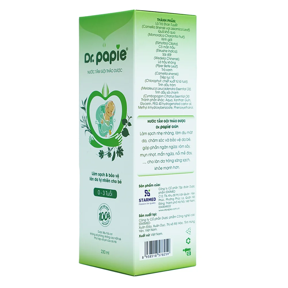 Nước tắm gội thảo dược Dr.Papie 230ml
