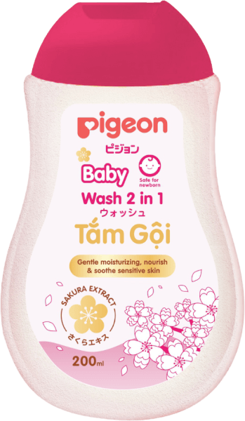 Sữa tắm gội dịu nhẹ cho bé 2in1 Sakura Pigeon 200ml