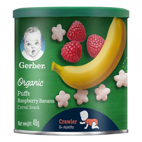 Thực phẩm bổ sung Bánh ăn dặm Gerber Organic vị Phúc Bồn Tử và Chuối