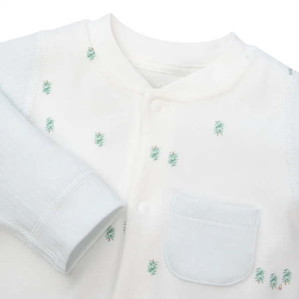 Bodysuit đông vải mỏng Animo MN1022021 (0-12M,Trắng ht Cây)