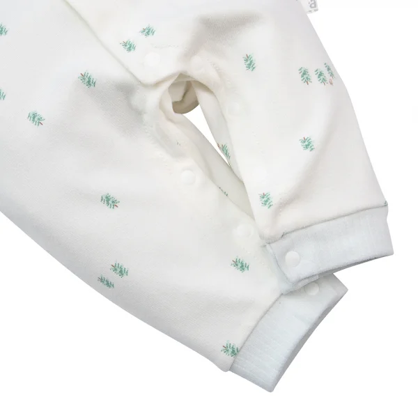 Bodysuit đông vải mỏng Animo MN1022021 (0-12M,Trắng ht Cây)