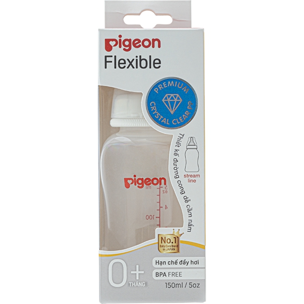 Bình sữa Pigeon Streamline nhựa PP BPA Free cổ hẹp 150ml