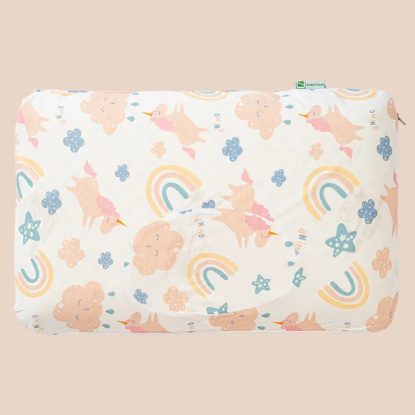 Gối cao su thiên nhiên Oval Baby nửa lõm màu hồng (Dorufoam)