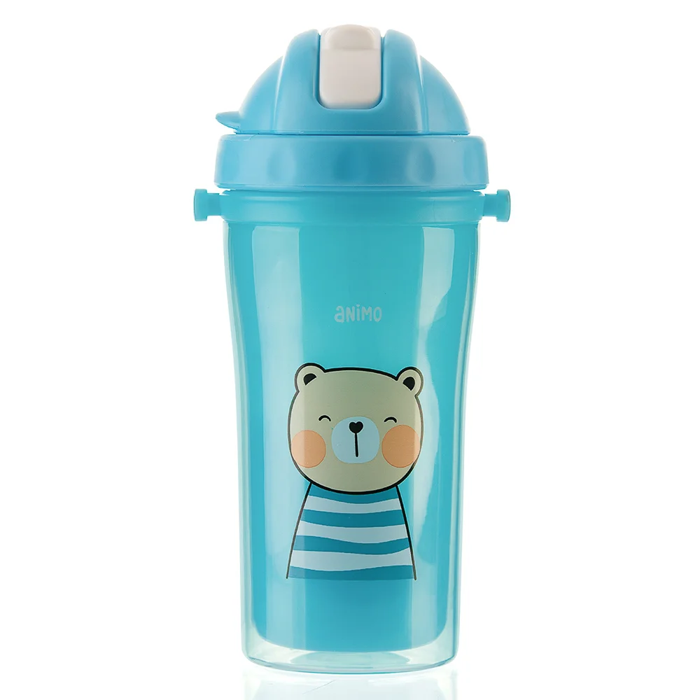 Bình tập uống cách nhiệt Animo (340ml, xanh, dây đeo, RK3415)