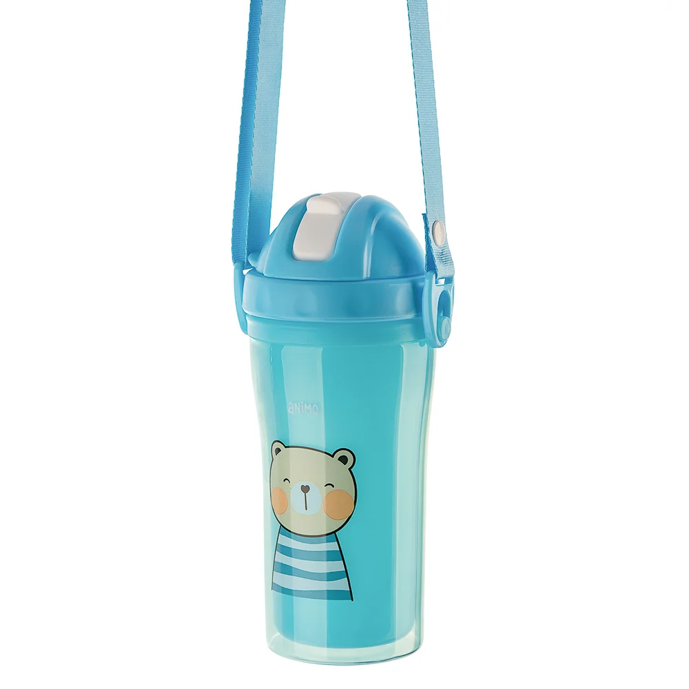 Bình tập uống cách nhiệt Animo (340ml, xanh, dây đeo, RK3415)