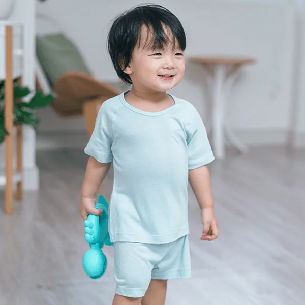 Bộ sơ sinh tính năng ngắn, vải lưới Animo I0322014 (12-24M,Xanh)