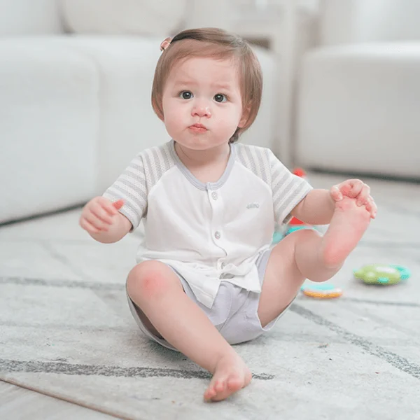 Bộ sơ sinh tính năng ngắn, vải lưới Animo I0322021 (0-12M,Xám)