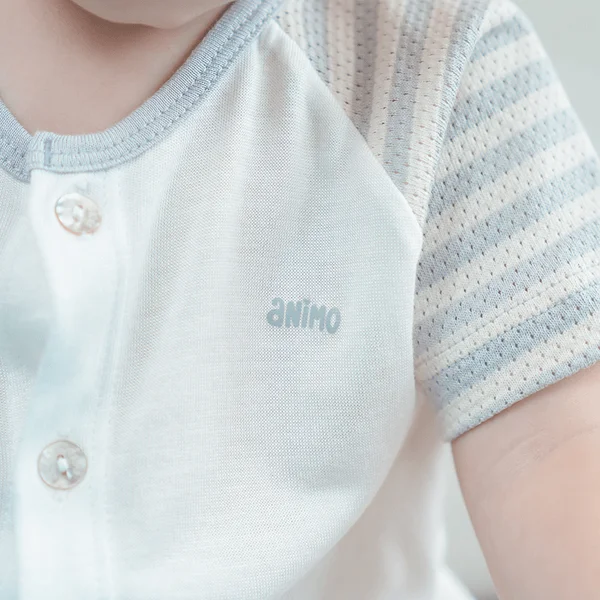 Bộ sơ sinh tính năng ngắn, vải lưới Animo I0322021 (0-12M,Xám)