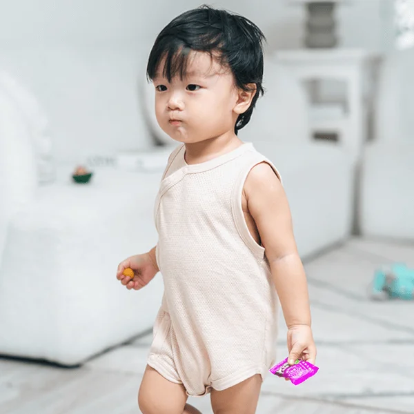 Bodysuit tính năng tam giác, vải lưới Animo I0322026 (6-9M,Beige)