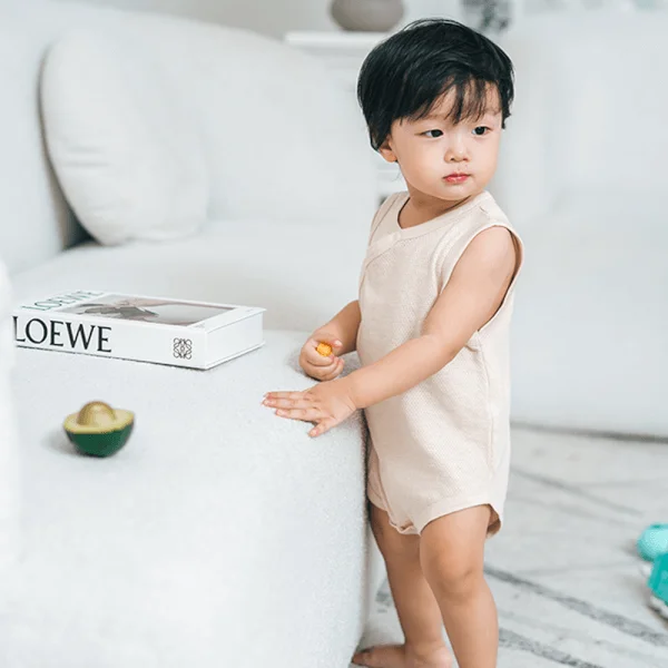 Bodysuit tính năng tam giác, vải lưới Animo I0322026 (6-9M,Beige)