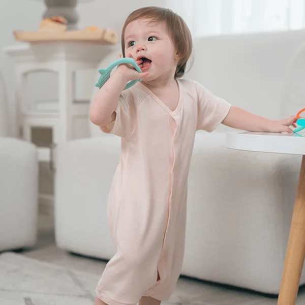 Bodysuit tính năng đùi, vải lưới Animo I0322032 (0-12M,Beige)