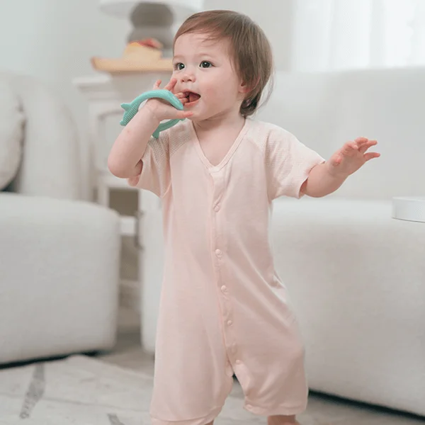 Bodysuit tính năng đùi, vải lưới Animo I0322032 (0-12M,Beige)