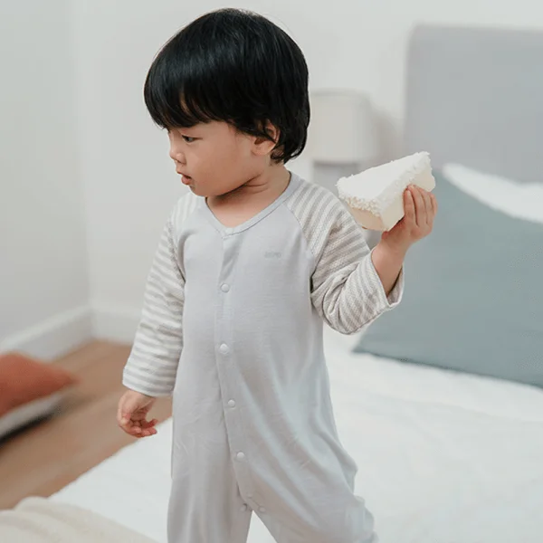 Bodysuit tính năng dài, vải lưới Animo I0322034 (0-12M,Xám)