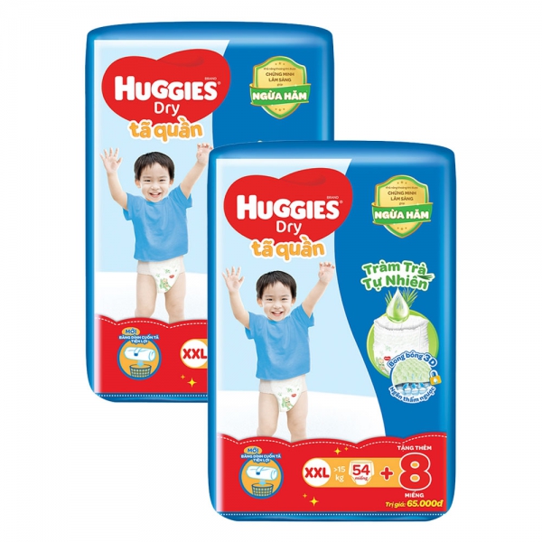 Combo 2 Tã quần Huggies Dry Pants gói cực đại (XXL, >15kg, 54 miếng)