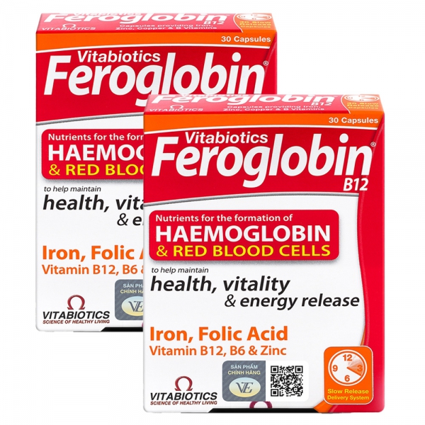 Combo 2 Viên uống bổ máu Feroglobin B12 Vitabiotics