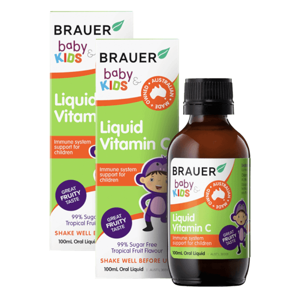 Combo 2 Thực phẩm bảo vệ sức khỏe Brauer Baby & Kids Liquid Vitamin C