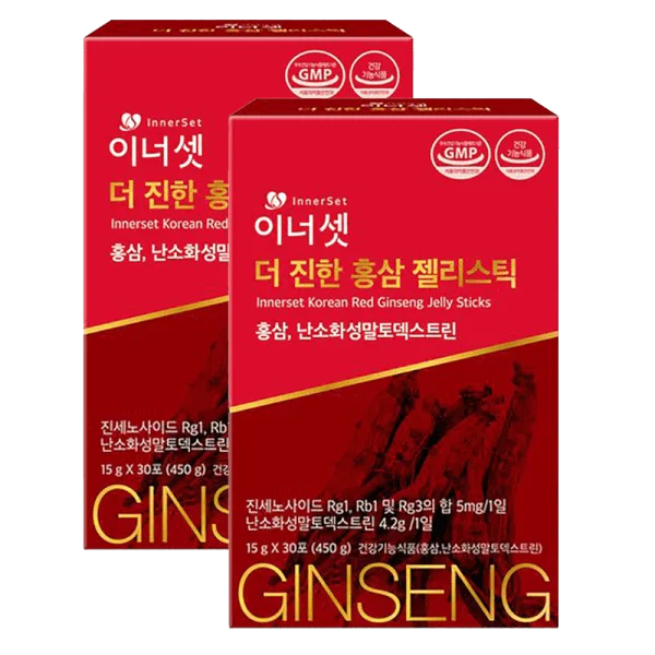 Combo 2 Thạch nhân sâm Hàn Quốc Innerset Korean Ginseng Jelly Sticks (30 gói)