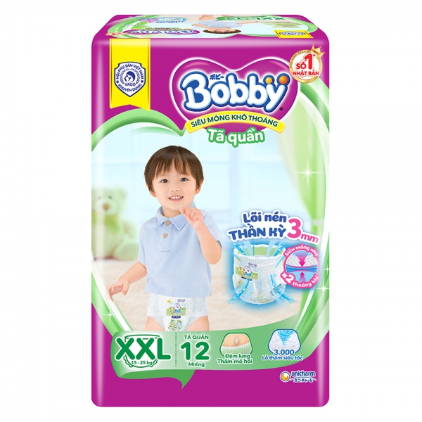 QT Bobby_Tã quần Bobby Fresh (XXL, 12 miếng)