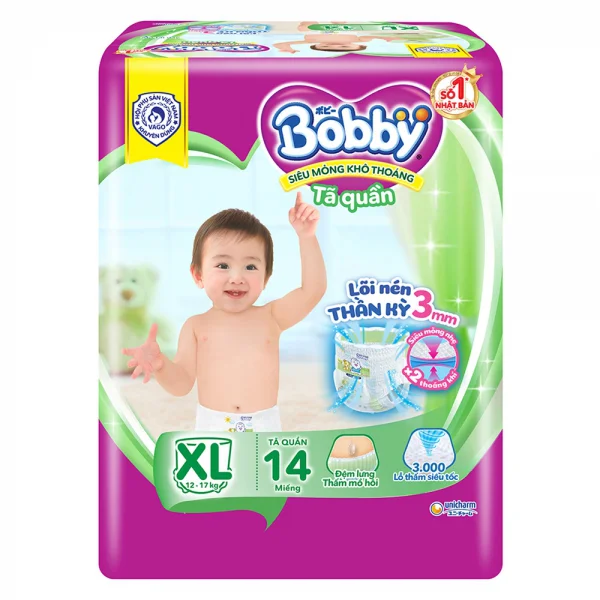 Tã quần Bobby Fresh (XL, 12-17kg, 14 miếng)