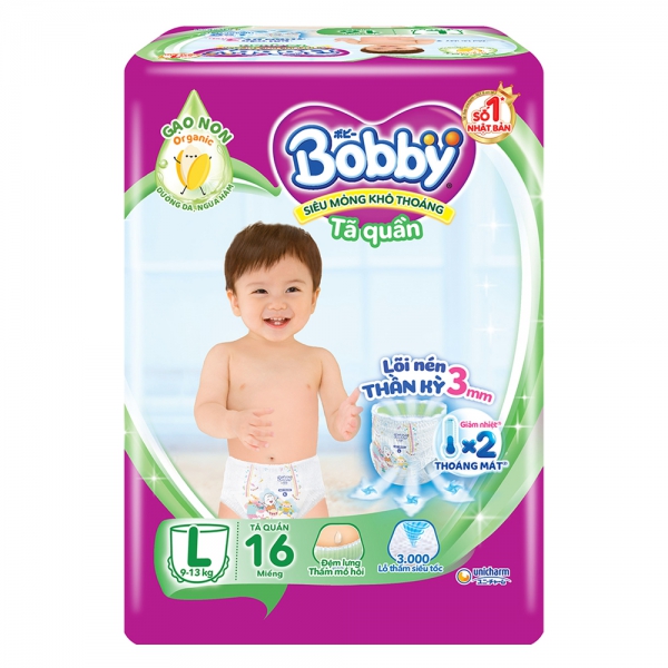 QT Bobby_Tã quần Bobby Fresh (L, 9-14kg, 16 miếng)