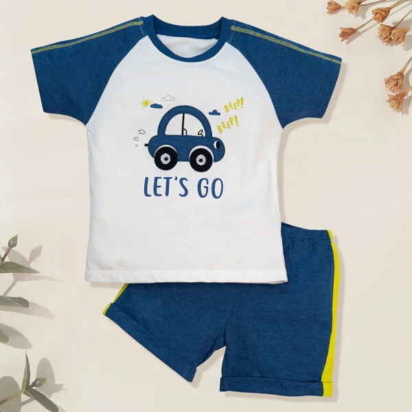 Bộ bé trai ngắn, bst xe rùa bíp bíp Animo HN522042 (6M-6Y,Trắng)