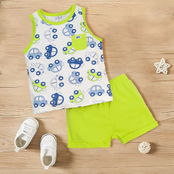 Bộ bé trai ngắn, bst xe rùa bíp bíp Animo HN522039 (6M-6Y,Vàng)