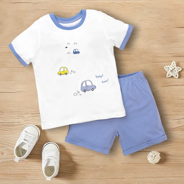 Bộ bé trai ngắn, bst xe rùa bíp bíp Animo HN522045 (6M-6Y,Trắng)