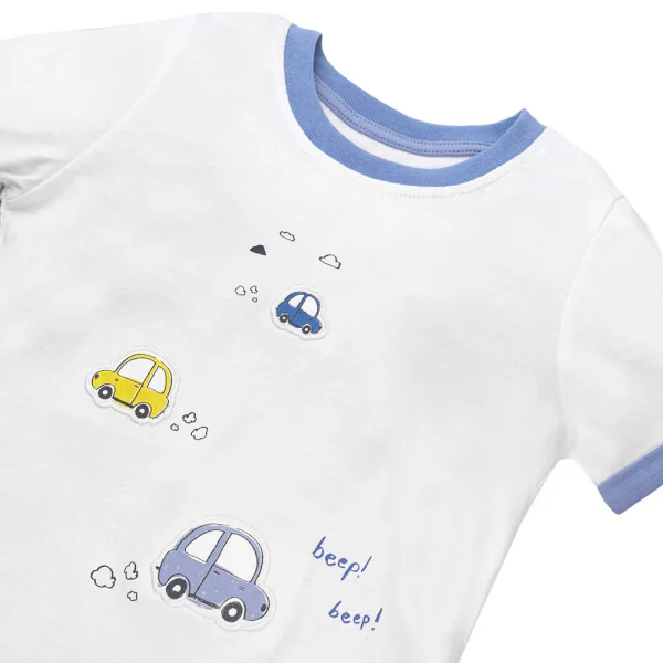 Bộ bé trai ngắn, bst xe rùa bíp bíp Animo HN522045 (6M-6Y,Trắng)