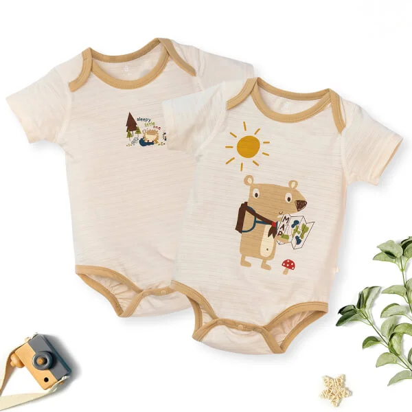 Set 2 bodysuit tam giác Ht thú cưng Animo M522001 -16 (0-12M,Nâu nhạt)