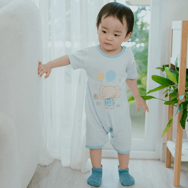 Set 2 bodysuit đùi Ht voi Animo M522005-20 (0-12M,Xanh biển)